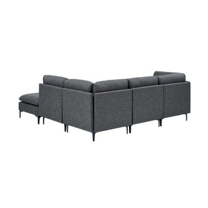 English Elm Linen Upholstered Modular Sectional Sofa with Tall Black Metal Legs for Living Room Dark Gray B2748S00111