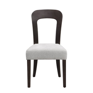English Elm Dining Side Chairs Set of 2 Gray Chenille Upholstered with Rubberwood Legs for Kitchen N779P236958E