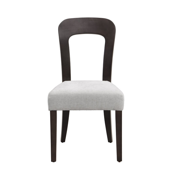 English Elm Dining Side Chairs Set of 2 Gray Chenille Upholstered with Rubberwood Legs for Kitchen N779P236958E
