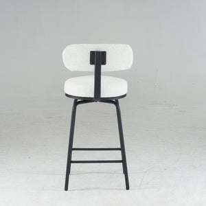 English Elm Modern Bouclé Swivel Bar Stools Set of 2 — Counter Height Fabric Seats with Metal Frame & Footrest, 360° Comfort White W1901P264272