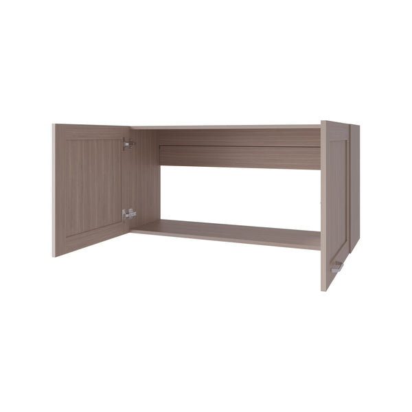 English Elm Nakya Wall Cabinet 2 Doors White Oak Finish – Space-Saving Kitchen Storage with Open Shelf, Scratch-Resistant B128P314811