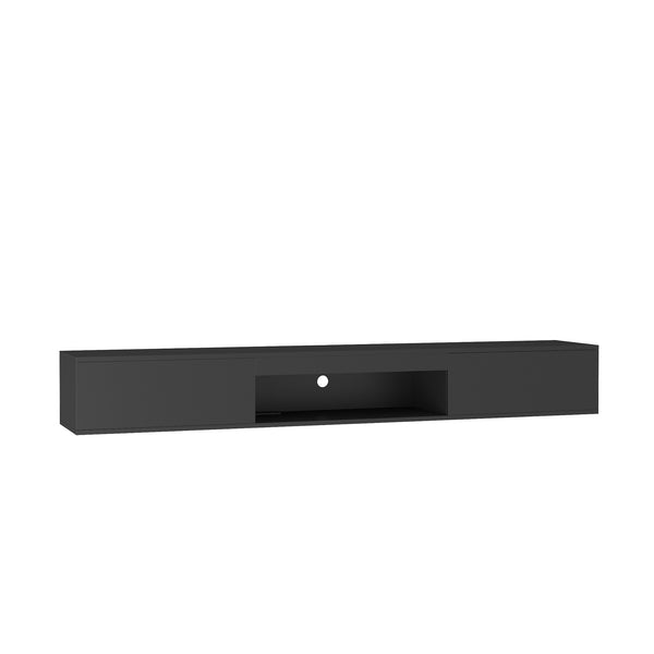 English Elm Floating Wall Mounted Tv Stand with Led Backlit Gloss Cabinet for Living Room W1321P300549