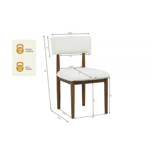 English Elm Contemporary Plush Boucle Dining Chairs Set of 2 with Padded Seat & Back, Solid Wood Frame, Chic Design Light Oak 36.5 L x 12.25 W x 21.5 H B011P366724