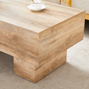 English Elm Modern Light Wood Texture MDF Coffee Table 43.3"x21.6"x17.2" — Spacious Top, Sturdy Legs, Easy Clean Finish W1151P295247