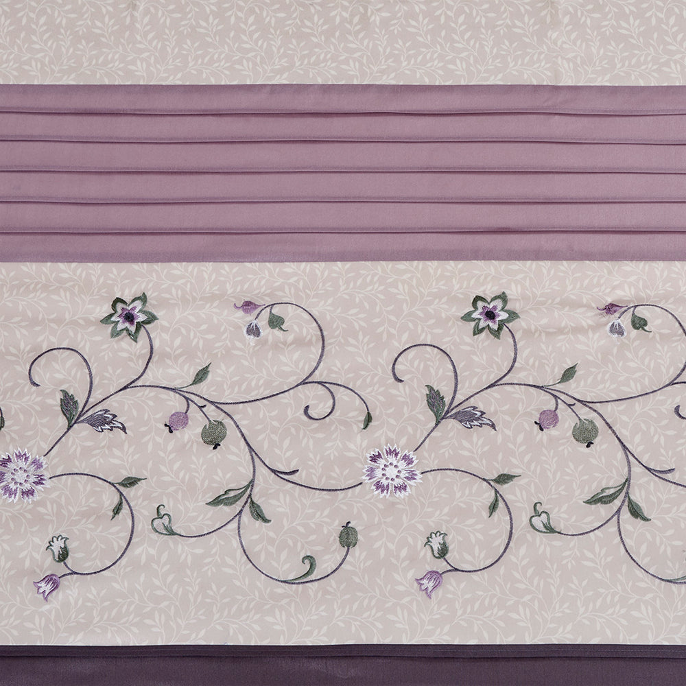 JLA Home Madison Park - Faux Luxurious Embroidered Floral Shower Curtain — Silky Finish, Machine Washable, Boutique Hotel Style Purple MP70-3453