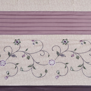 JLA Home Madison Park - Faux Luxurious Embroidered Floral Shower Curtain — Silky Finish, Machine Washable, Boutique Hotel Style Purple MP70-3453