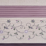 Madison Park Serene Transitional Faux Silk Embroidered Floral Shower Curtain MP70-3453 Purple