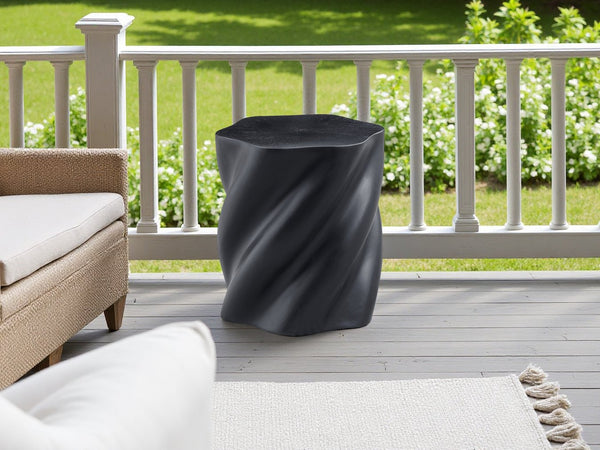 English Elm 19.69'' Petal Shaped Fiberglass Drum Side Table Sculptural Organic Modern Living Room W2664P462012
