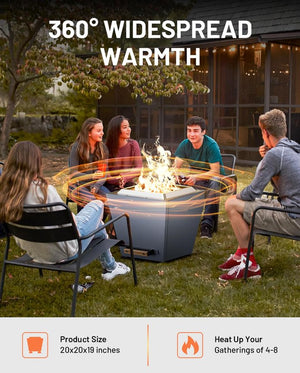 English Elm Cyberpit One 20-Inch Portable Smokeless Fire Pit With Pull-Out Ash Pan For Effortless Outdoor Fun W944P272775