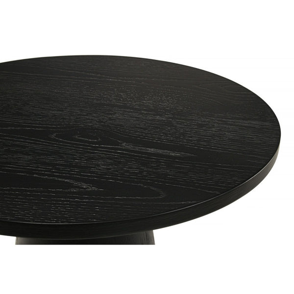 English Elm 29 Sculptural Round Wood Coffee Table with Pedestal Base, Beveled Top for Modern Minimalist Living Rooms Black 16.5 L x 16.5 W x 18 H B011S01867
