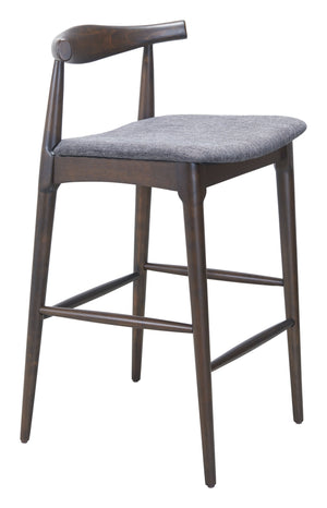Zuo Modern Tuzka Barstool Set Of 2 - Chic Gray & Espresso Design For Modern Homes, Stylish & Durable Seating Gray 100% Polyester,Rubberwood 110515-zuo-modern