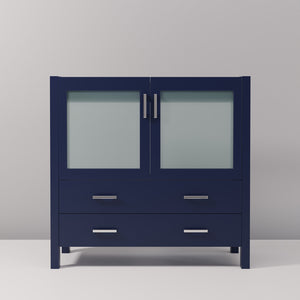 English Elm Navy Solid Wood 36-in Bath Vanity with Soft-Close Drawers, Preassembled 1-Cabinet 2-Drawer Storage B2731P260442