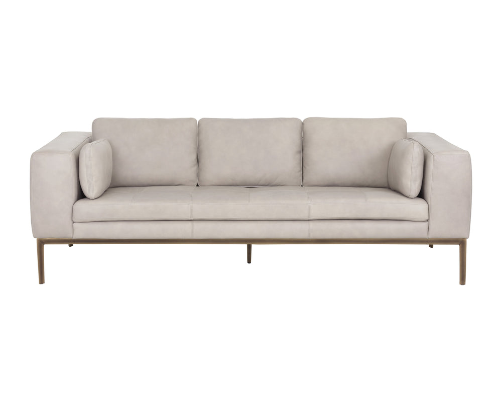 Sunpan Burr Sofa - Modern Masculine Design with Oversized Comfort and Antique Brass Accents for Your Space Bali Bone Leather