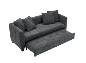 English Elm 77.9-inch cloud velvet 3-seater sofa bed with pull-out sleeper, sturdy wood frame, high-density foam comfort Dark Gray W1278S00076