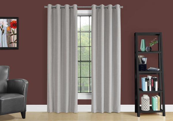English Elm Curtain Panel Set, 2Pcs, 54"W X 84"L, 100% Blackout, Thermal Insulation, Grommet Grey Design B2710P218777