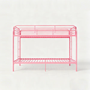 English Elm Metal Twin Over Bunk Bed Heavy Duty Frame Dual Ladder Kids Shared Room Pink W3752P412387