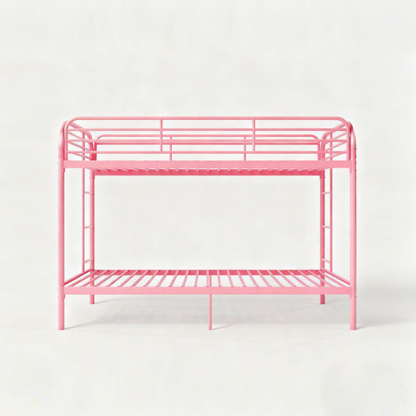 English Elm Metal Twin Over Bunk Bed Heavy Duty Frame Dual Ladder Kids Shared Room Pink W3752P412387
