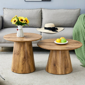 English Elm Natural Wood Grain Mdf Round Side Table Compact Accent for Living Room or Bedroom W2920P232763