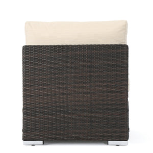 English Elm Christopher Knight Home® - SANTA Rosa Armless Outdoor Chair with Aluminum Frame, Water-Resistant Cushion, Wicker Design, 33"D x 25"W Multi 57466.00ALUMBRN