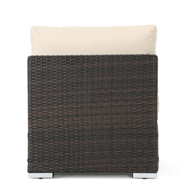 English Elm Christopher Knight Home® - SANTA Rosa Armless Outdoor Chair with Aluminum Frame, Water-Resistant Cushion, Wicker Design, 33"D x 25"W Multi 57466.00ALUMBRN