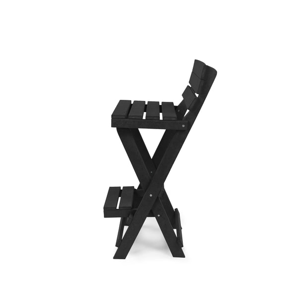 English Elm Harbor Point Recycled Hdpe Outdoor Folding Bar Stool Patio Deck All Season Seating Black B2745P409652