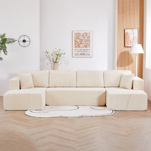 English Elm U Shape Modular Sectional Sofa Corduroy Upholstered Minimalist Living Room Couch W1919S00003