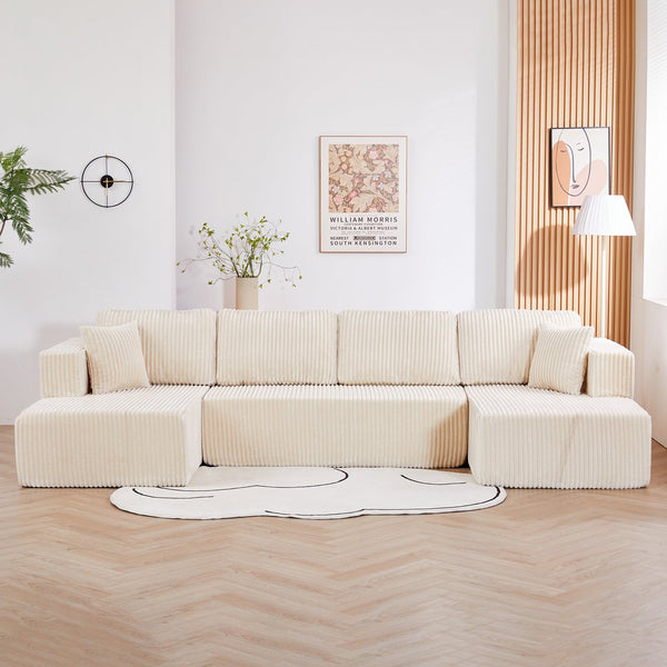 English Elm U Shape Modular Sectional Sofa Corduroy Upholstered Minimalist Living Room Couch W1919S00003