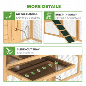 English Elm Wooden Backyard Chicken Coop with Fir Frame Nesting Box Ramp and Slide Out Tray T3971P407806
