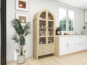English Elm 70.28" Tall Arched Kitchen Pantry - Stylish Farmhouse Cabinet With Adjustable Shelves For Versatile Storage W688P204443