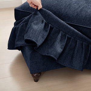 English Elm Elegant Mid Century 4 Seater Chenille Sofa With Flared Arms & Removable Skirts, Cozy & Versatile W3041S00315