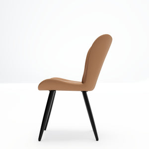 English Elm Set of 2 Armless Faux Leather Dining Chairs with Cushioned Seats and Metal Legs Brown W3316P426946