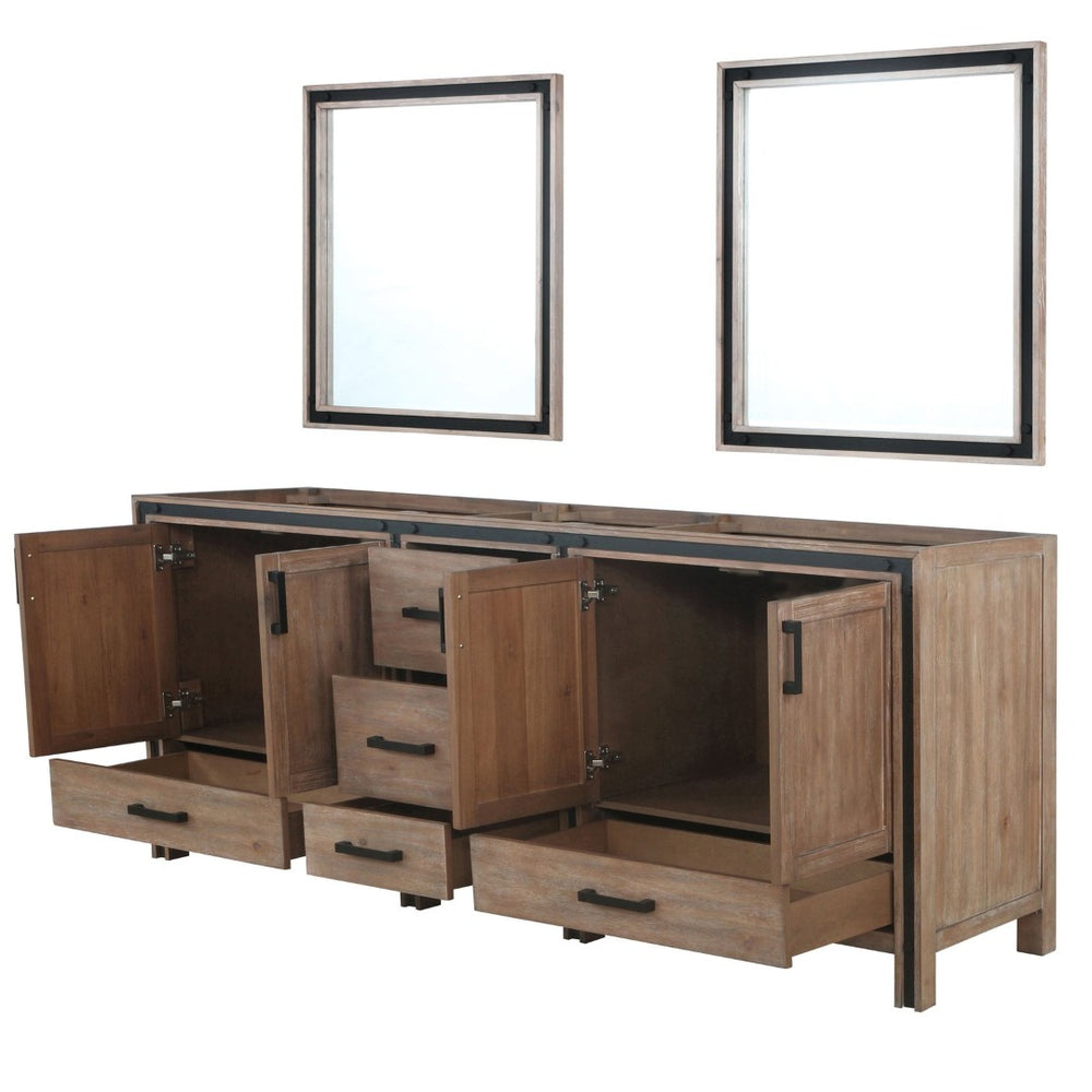 English Elm Rustic Barnwood Double Bath Vanity With Mirrors – Spacious 84" W X 22" D, Ideal Rustic Charm & Storage B2731S00591-GIGA