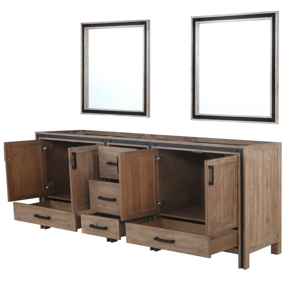 English Elm Rustic Barnwood Double Bath Vanity With Mirrors – Spacious 84" W X 22" D, Ideal Rustic Charm & Storage B2731S00591-GIGA