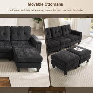 English Elm Swivel Barrel Accent Chair Chenille Tufted Round Club Seat for Living Room Lounge Black N719S002250B