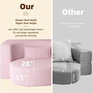 English Elm Modern Corduroy Floor Sofa Foldable Twin Sleeper Foam Filled for Compact Living Spaces Pink W1885P435358