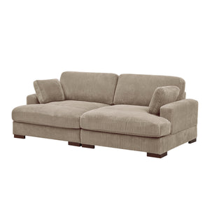 English Elm Large Corduroy Chaise Loveseat with Extended Leg Support for Relaxed Living Rooms Camel B2748S00009