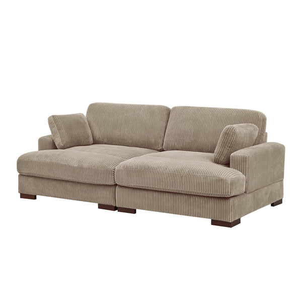 English Elm Large Corduroy Chaise Loveseat with Extended Leg Support for Relaxed Living Rooms Camel B2748S00009