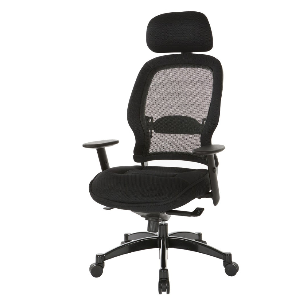 OSP Home Furnishings Pro Dlx Ergonomic Mesh Office Chair with Lumbar Support and Synchro Tilt for Long Workdays 25004