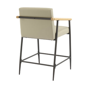 English Elm Christopher Knight Home® - Counter Stool Mid-Century Modern Set of 2 with Metal Frame, Soft Cushions & Solid Wood Armrests Espresso,khaki N771P247153V