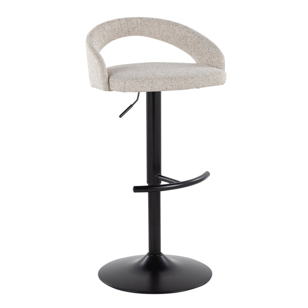 English Elm Adjustable Swivel Barstools Set of 3 Whitewashed Wood Oat Upholstered Gold Base B202S02183
