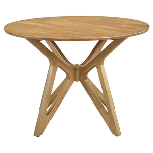 English Elm Barlow Round Dining Set Seats Four with Sculptural Walnut Table and Upholstered Chairs B062S01789