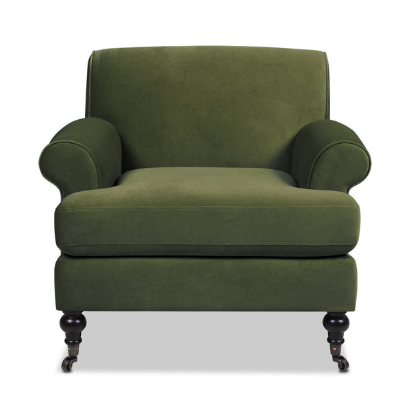 English Elm Jennifer Taylor Home - Alana 38" Lawson Accent Chair With Metal Casters - Olive Green Performance Velvet For Ultimate Comfort B2719P238306