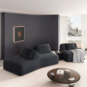 English Elm 139" Modern Oversized Modular Sectional Sofa Set - Fluffy Chenille Upholstery, Deep Seats, Removable Backrests, Plush Pillows, No Assembly Required DARK GREY W3219S00002