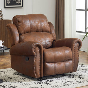 English Elm Christopher Knight Home® - 40.75" Wide Suede Manual Glider Recliner Chair with Rolled Arms, Microfiber Comfort & Infinite Positions Brown N763P264499D