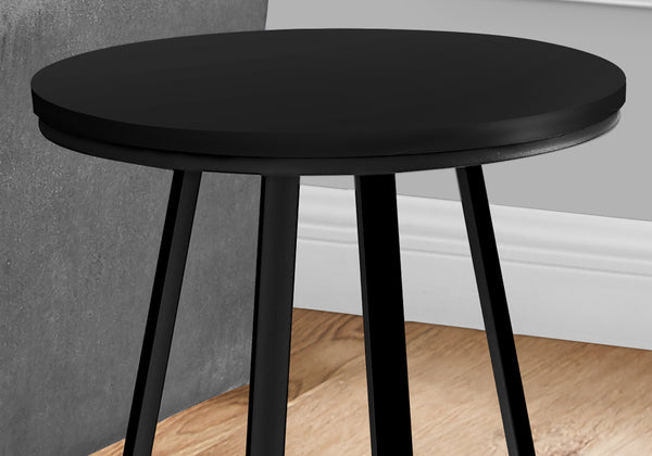 English Elm Accent Table - Modern Round Side Table With Black Laminate Top & Metal Base For Living Spaces B2710P218975