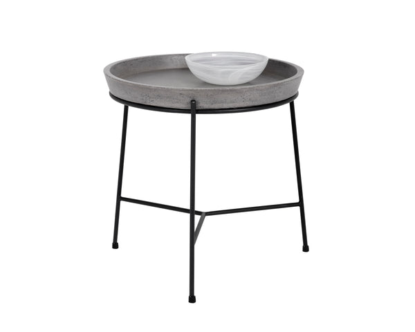 Sunpan Remy End Table - Unique Concrete Top and Antique Brass Frame for Stylish Home Decor and Functionality Black / Grey