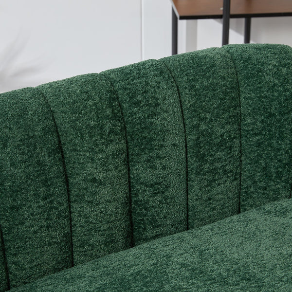 English Elm 50.2'' Channel Tufted Chenille Settee Compact Two Seat Sofa with Metal Legs Green W3118P397105