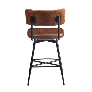 English Elm Christopher Knight Home® - 26''Retro Curved Back Swivel Counter Stools Set of 2 with Bowknot Footrest Smooth PU Leather Comfort Brown PU N780P199991B