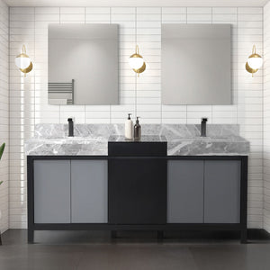English Elm Black Double Bath Vanity 72" With Castle Grey Marble Top, Gun Metal Faucets & 28" Mirrors Included B2731S01157