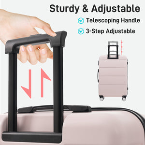 English Elm 6 Piece Hardshell Abs Travel Set with Spinner Wheels Combination Lock and Toiletry Bag Light Pink N732P391314U